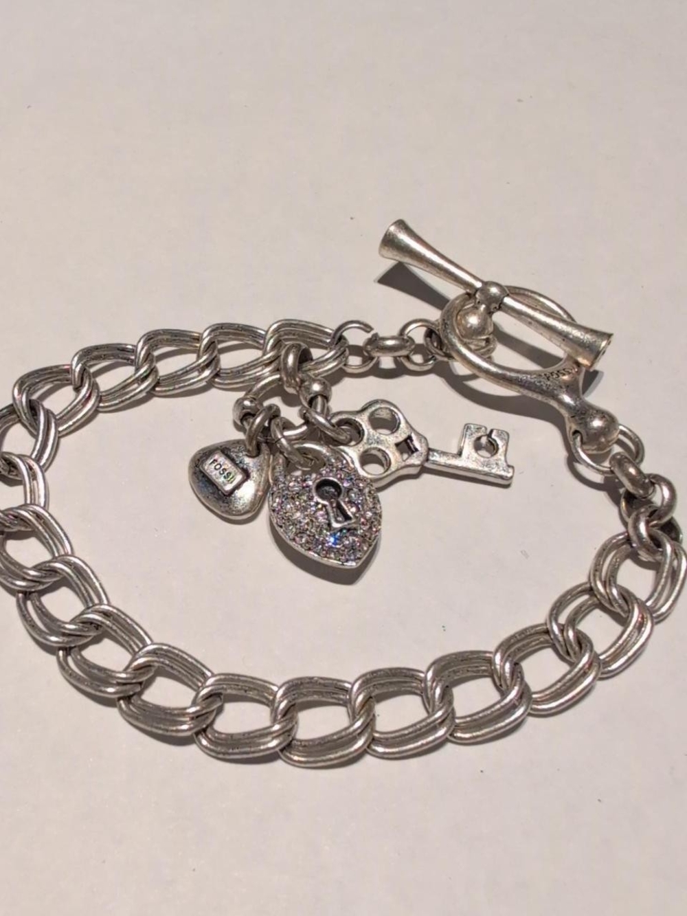 Fossil Silver chain bracelet with charms #jewelry #bracelet